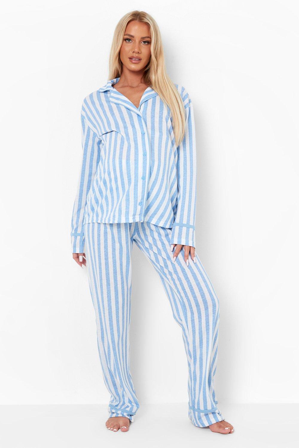 Mammakläder - Randig Pajamas Med Långbyxor, Blue