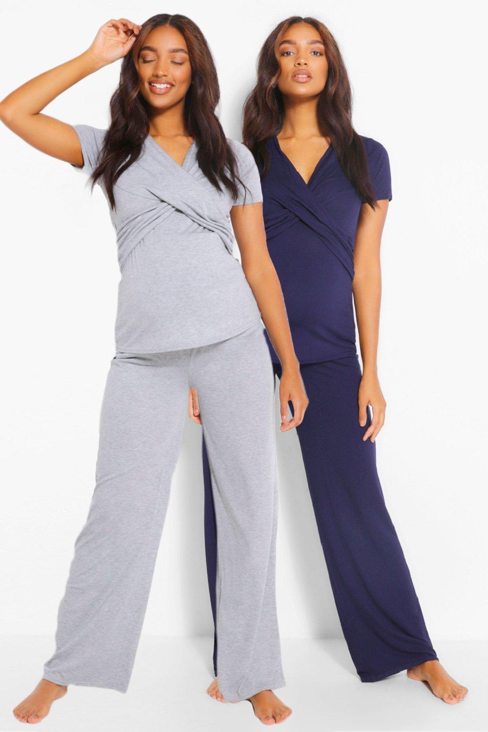 Mammakläder - Pajamasset Med Amningstopp Och Byxor (2-Pack), Blue