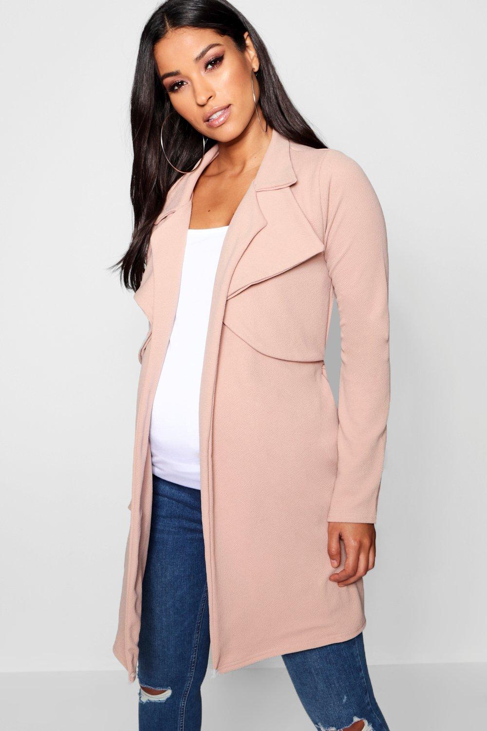 boohoo Womens Maternity Double Breasted Duster Jacket - Beige - 10, Beige