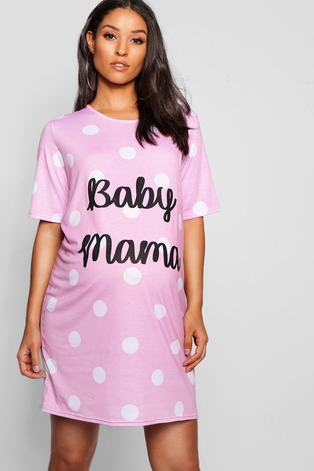 Image of Camicia da notte Premaman con slogan Baby Mama, Rosa Baby
