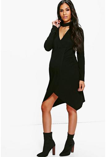 Maternity Clara Choker Wrap Front Dress