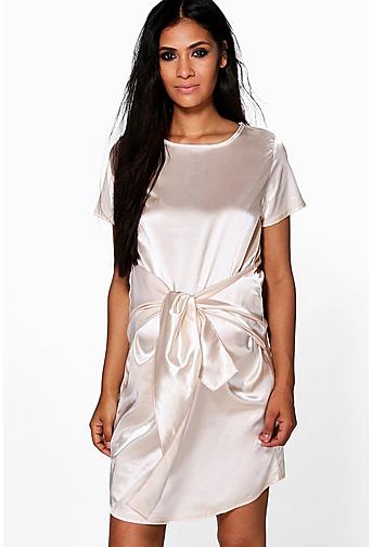 Maternity Susie Satin Wrap Front Shift Dress