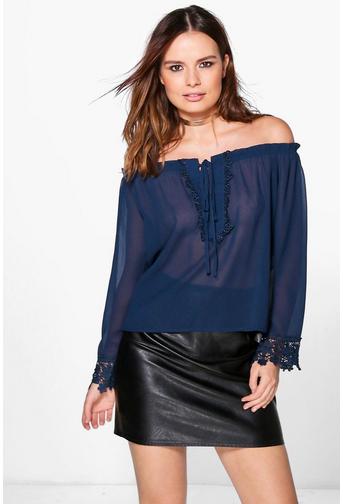 Rosie Bardot Lace Trim Top