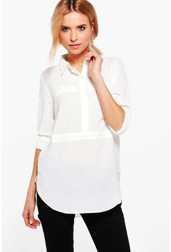 Emily Half Placket Solid Shirt