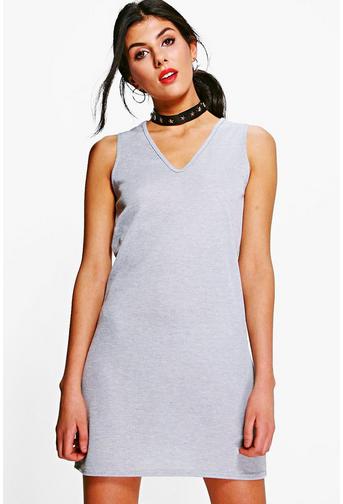 Taylor Fine Rib V-Neck Shift Dress