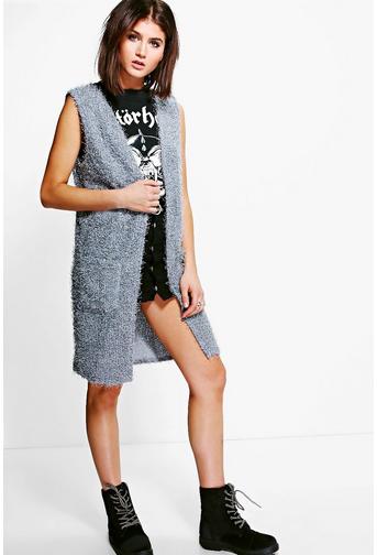 Rachel Sleeveless Fluffy Cardigan