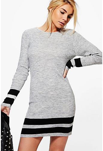 Jasmine Ribbed Slim Fit Striped Knitted Dress
