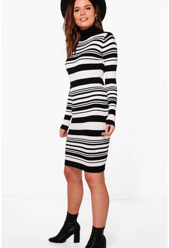 Georgina Striped Roll Neck Knitted Dress