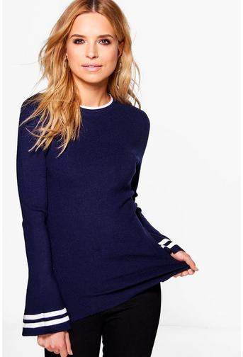 Eva Stripe Flute Sleeve Jumper