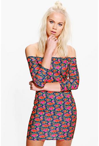 Gaynor Printed Off Shoulder Bodycon Dress