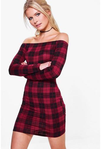 Charlie Off Shoulder Pritned Bodycon Dress
