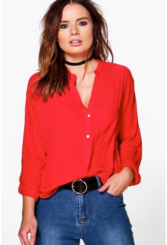 Sarah Button Pocket Blouse