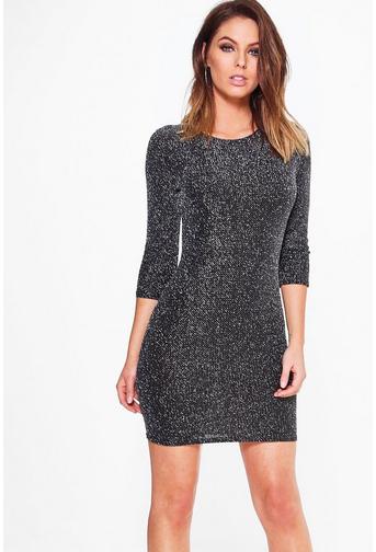 Farah Metallic 3/4 Sleeve Bodycon Dress