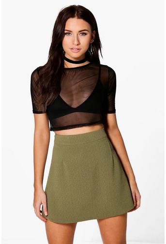 Orla Textured Woven A Line Mini Skirt