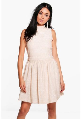 Camelia Sparkle High Neck Midi Dress