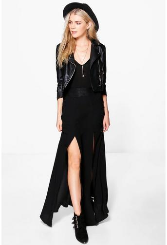 Elisia Lace Detail Split Front Maxi Skirt