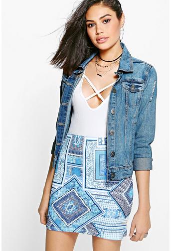 Elise Scarf Print Mini Skirt