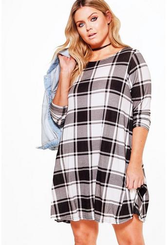 Plus Lola Check Print Swing Dress
