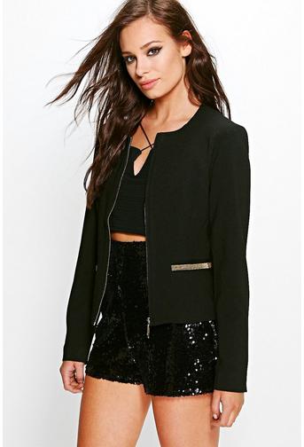 Ruby Crop Black Boxy Jacket