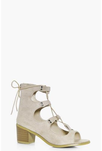 Evelyn Lace Up Peeptoe Shoe Boot