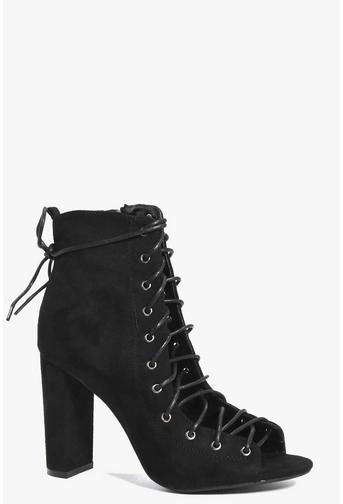 Zoe Peeptoe Lace Up Shoe Boot