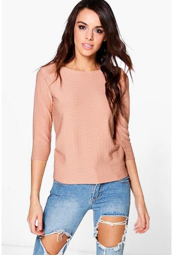 Tamara Textured Long Sleeved Jaquared Long Sleeve Top