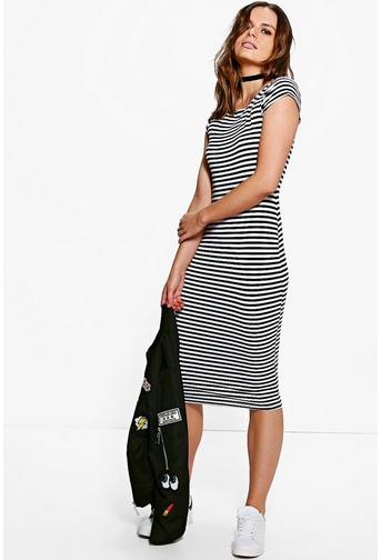 Albany Stripe Cap Sleeve Midi Dress