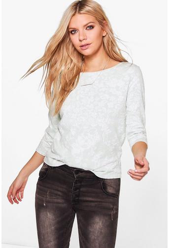 Florence Floral Jacquard 3/4 Sleeve Top