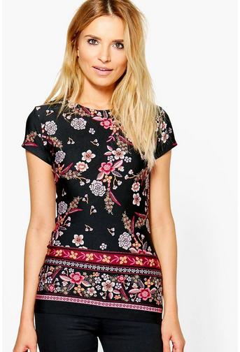 Molly Floral Border Print Top