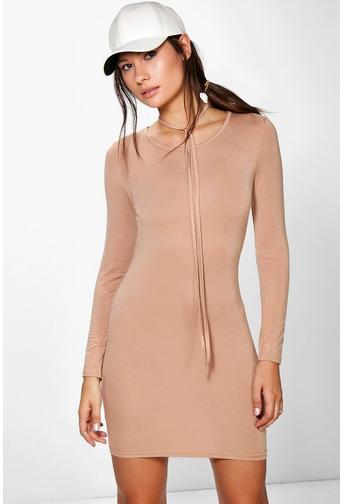 Summer Bodycon Dress With Self-Tie Choker