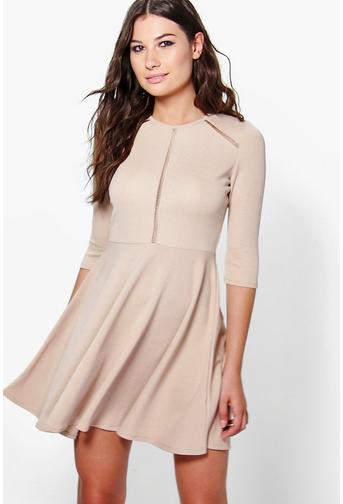 Evie Lattice Detail Skater Dress