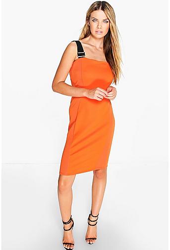 Ava Orange Strap Detail Bodycon Dress