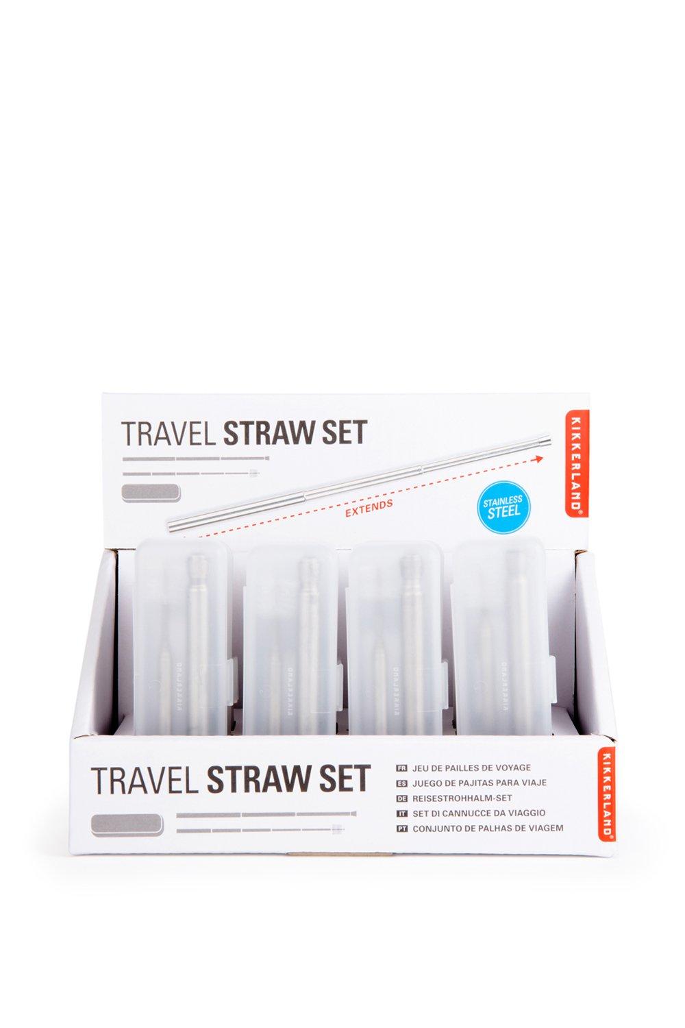 Kikkerland Travel Straw Set, Silver