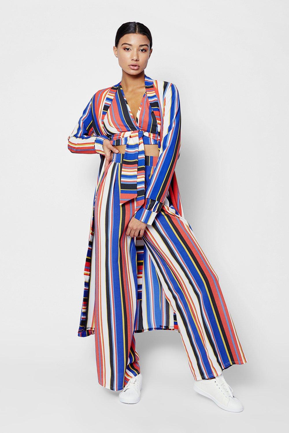 Zendaya Edit Stripe Maxi Duster Coat