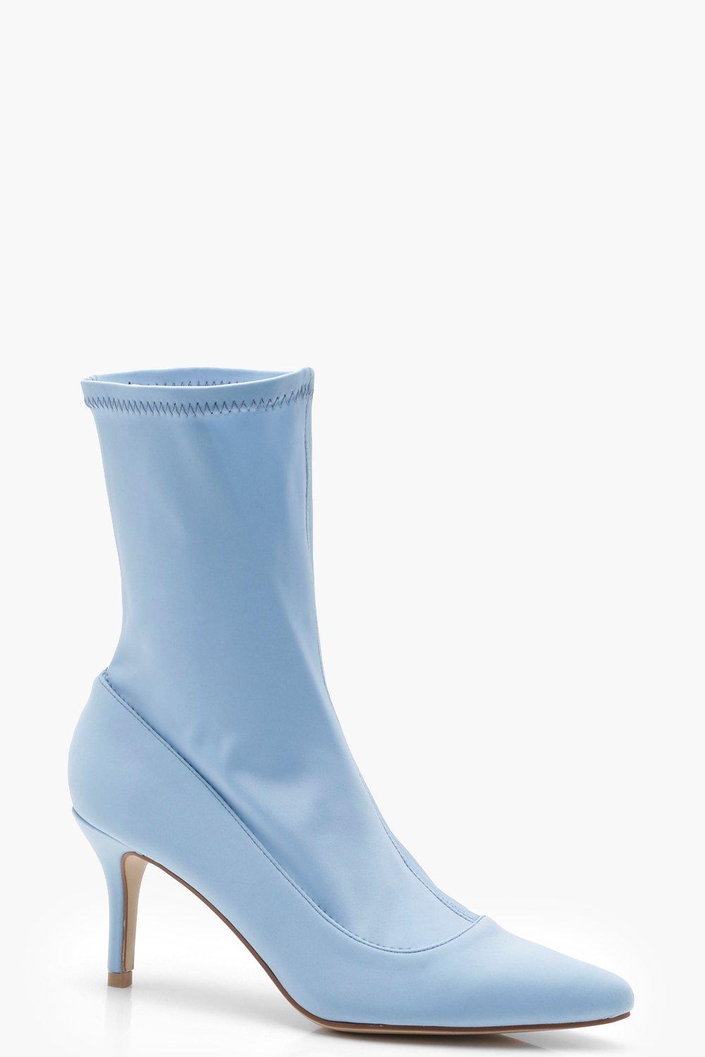 low heel pointed sock boots