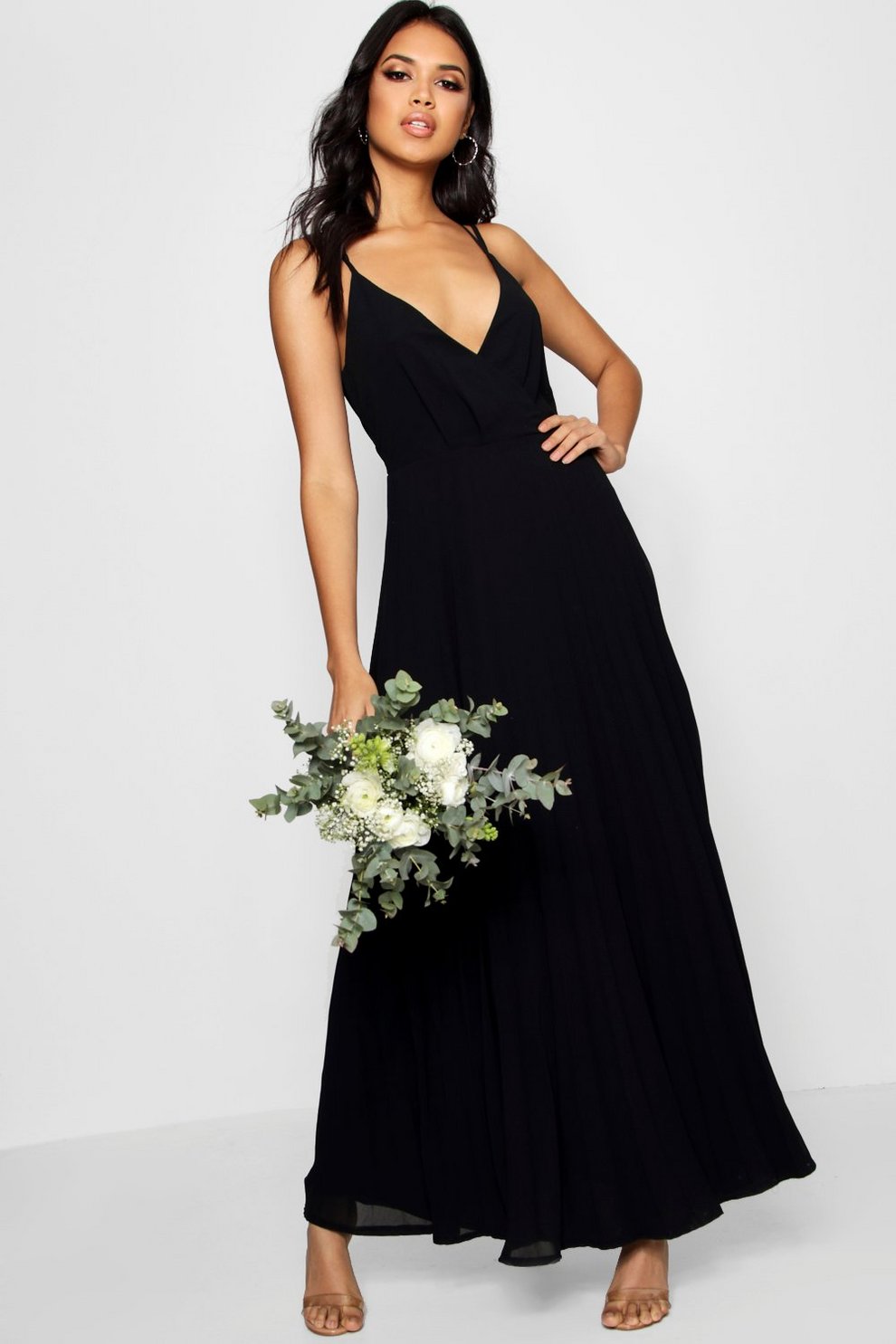 Pleated Chiffon Maxi Dress