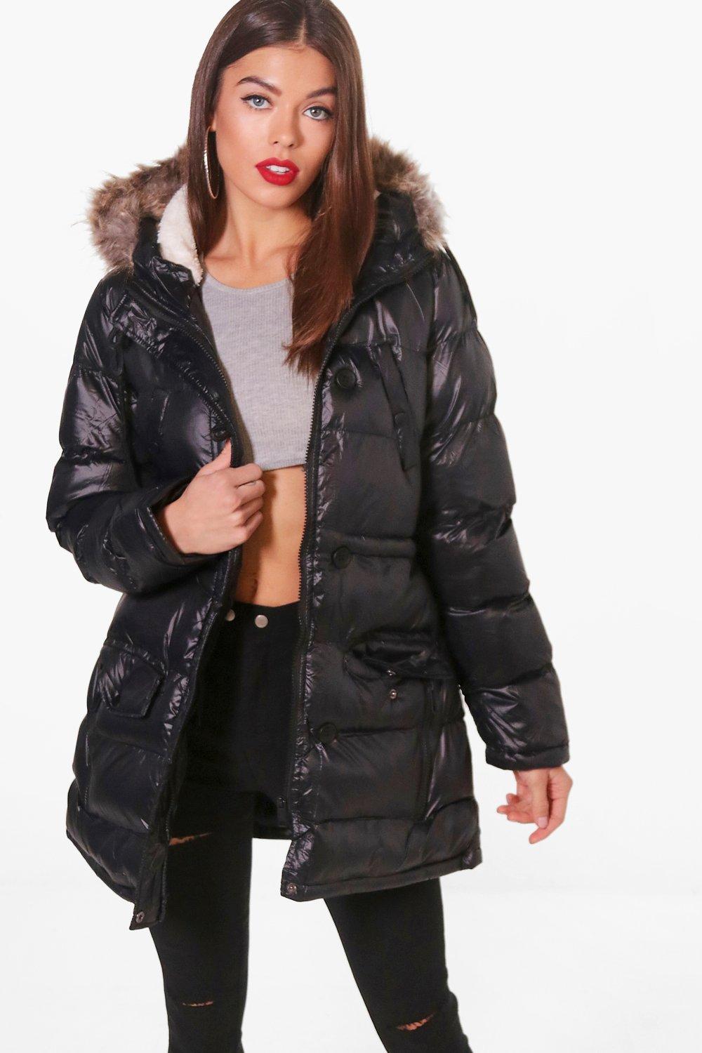 boohoo shiny puffer jacket