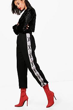 Larsa Eyelet Lace Up Contrast Sweat Joggers