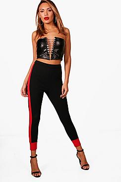 BooHoo Fit Alina Contrast Ankle Crepe Sports Leggings