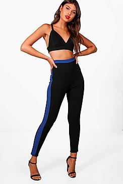 Amanda Contrast Waistband Crepe Sports Leggings