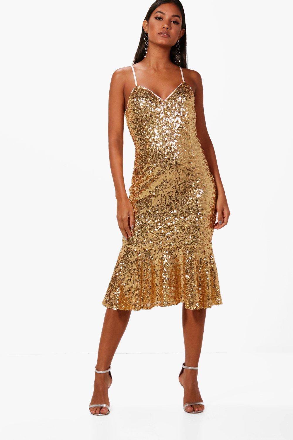 gatsby rose gold sequin gown
