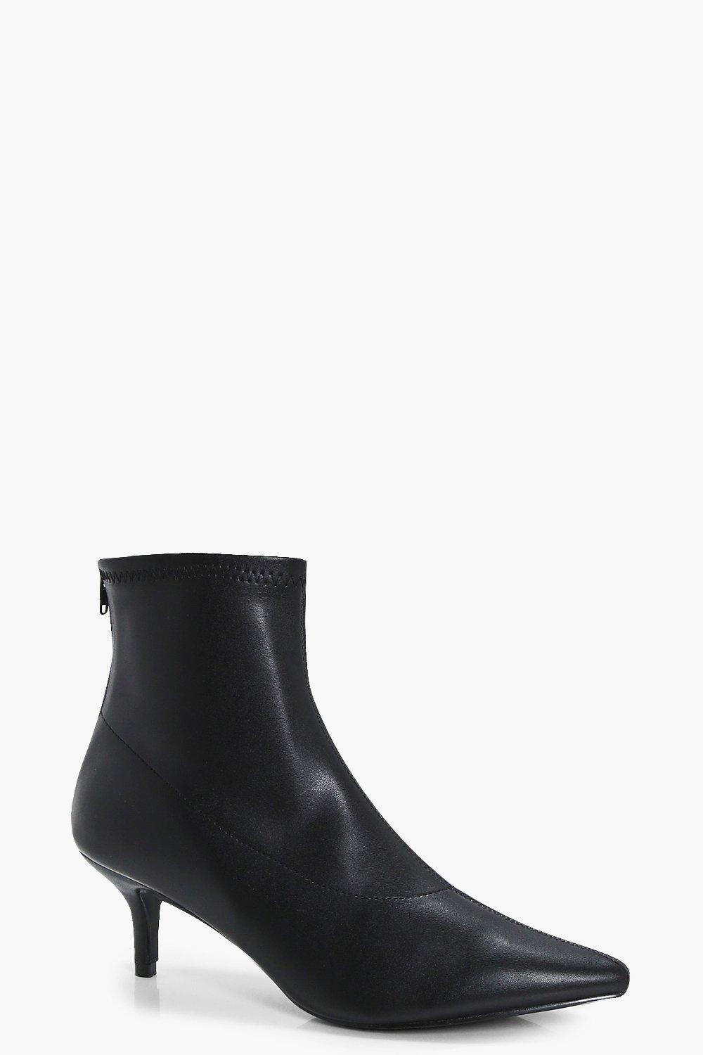 black pointed boots low heel