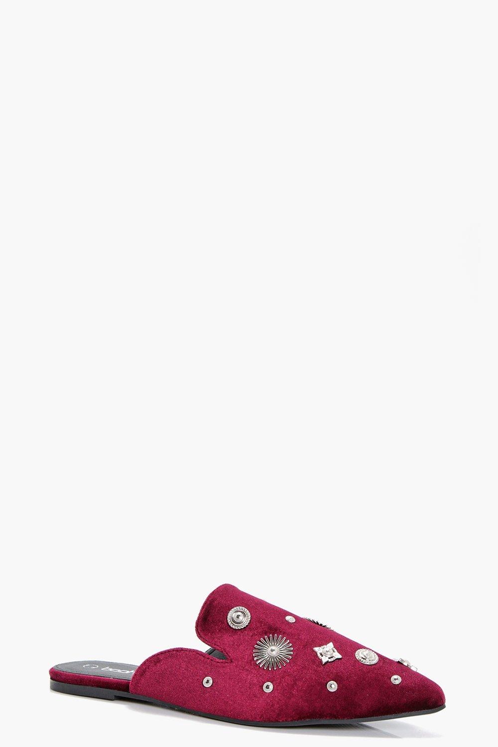 flat embellished mules