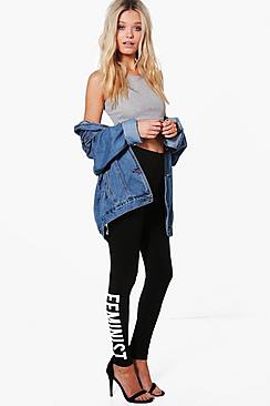 BooHoo Fit Allegra Feminist Basic Jersey Leggings