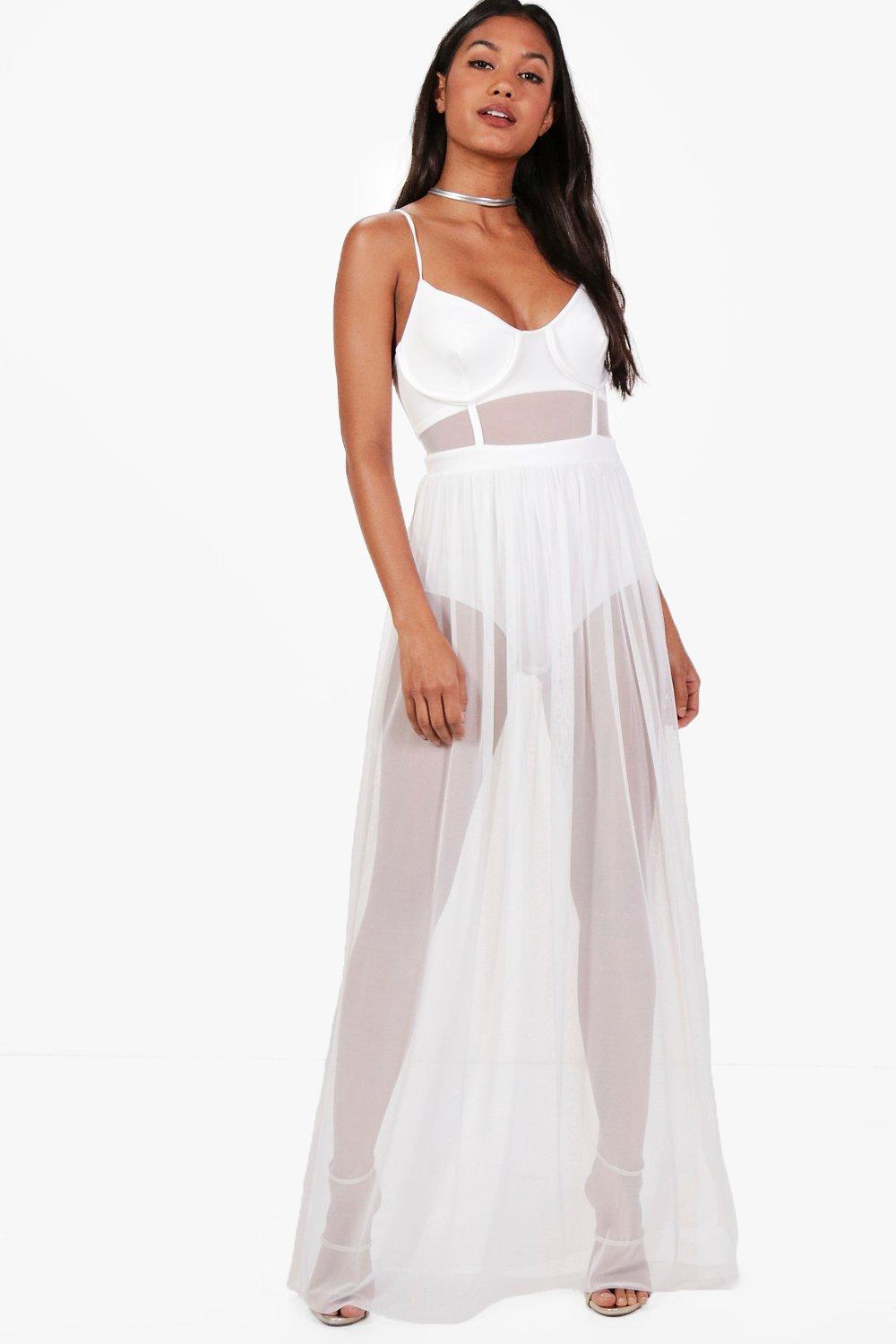 mesh bustier gown