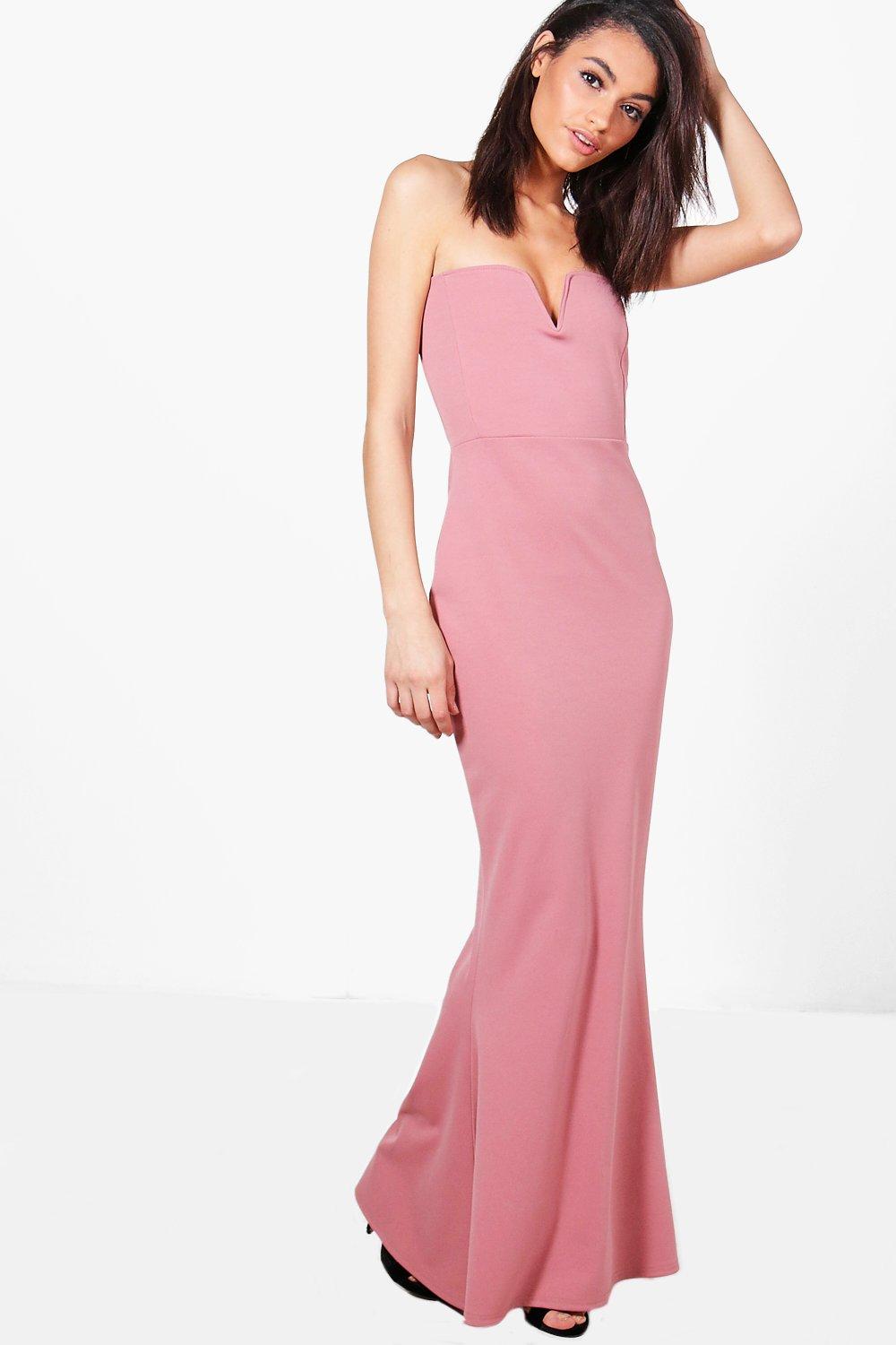 Katie Bandeau Plunge Fishtail Maxi Dress