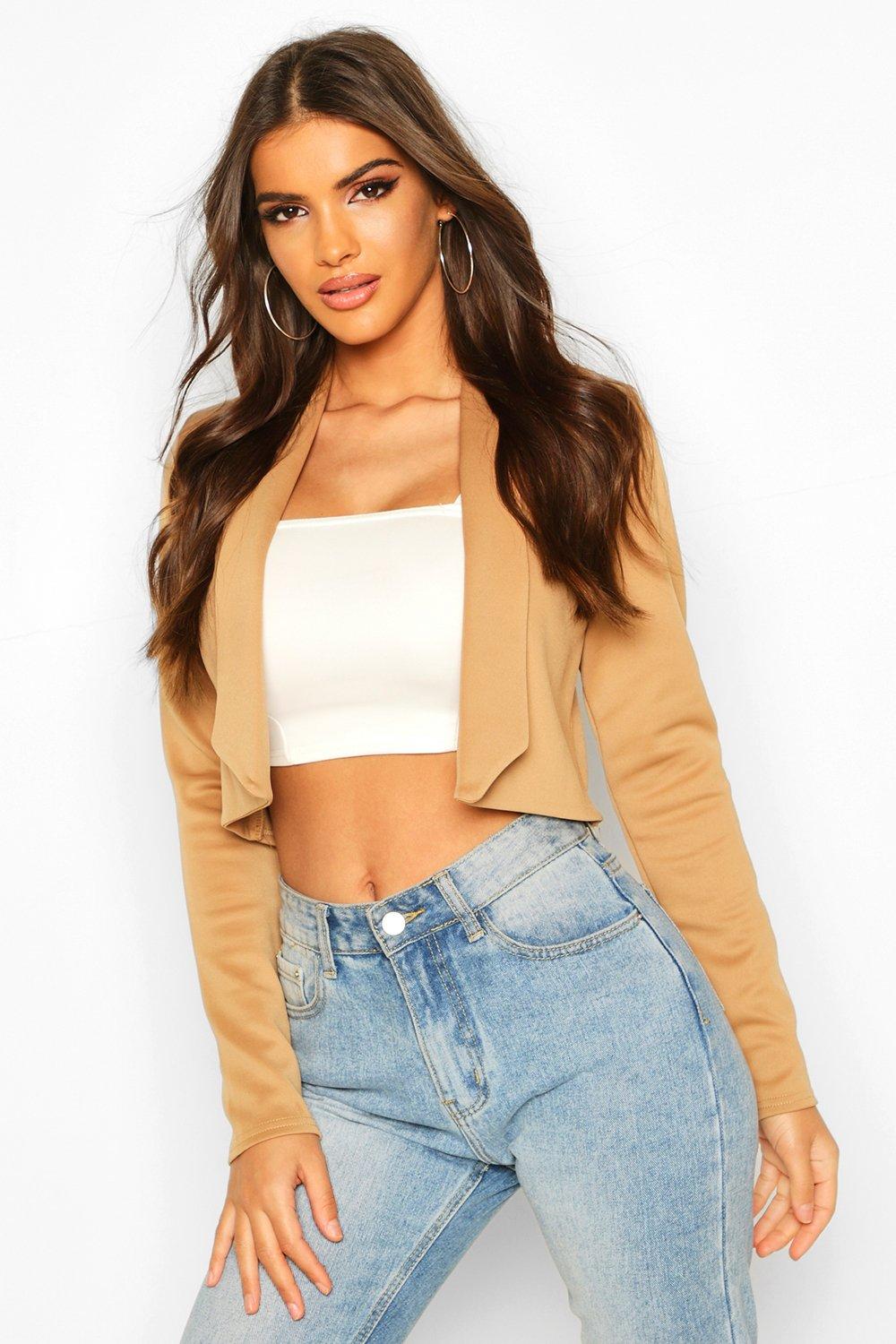Boohoo Korte Blazer Met Reverskraag, Camel