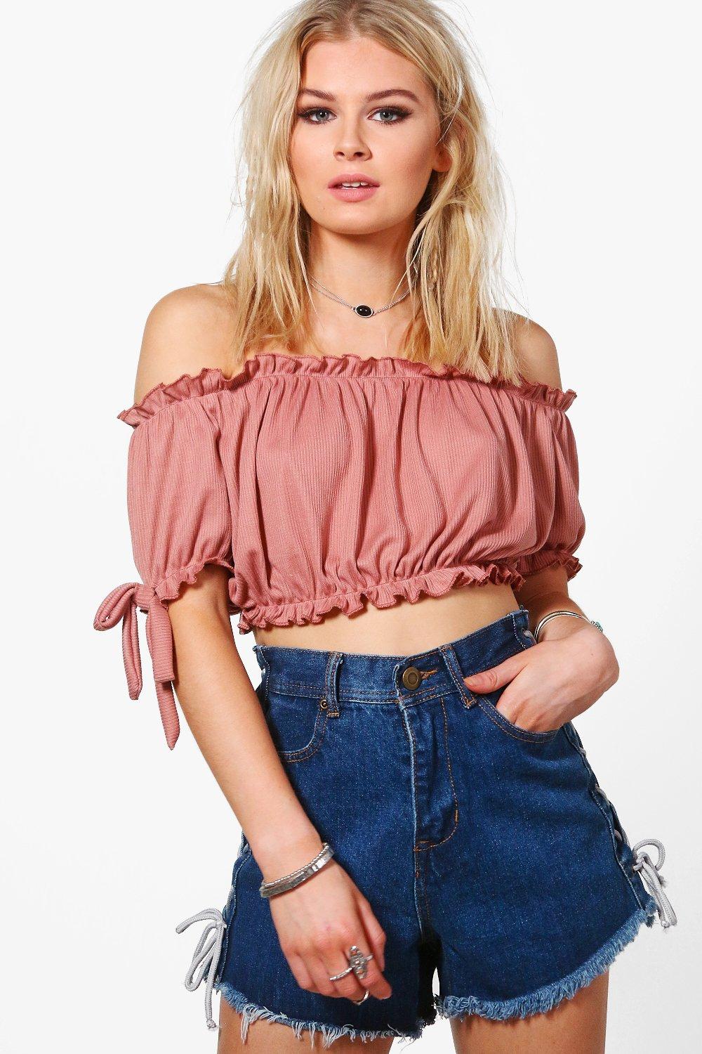 Abigail Ribbed Off The Shoulder Top