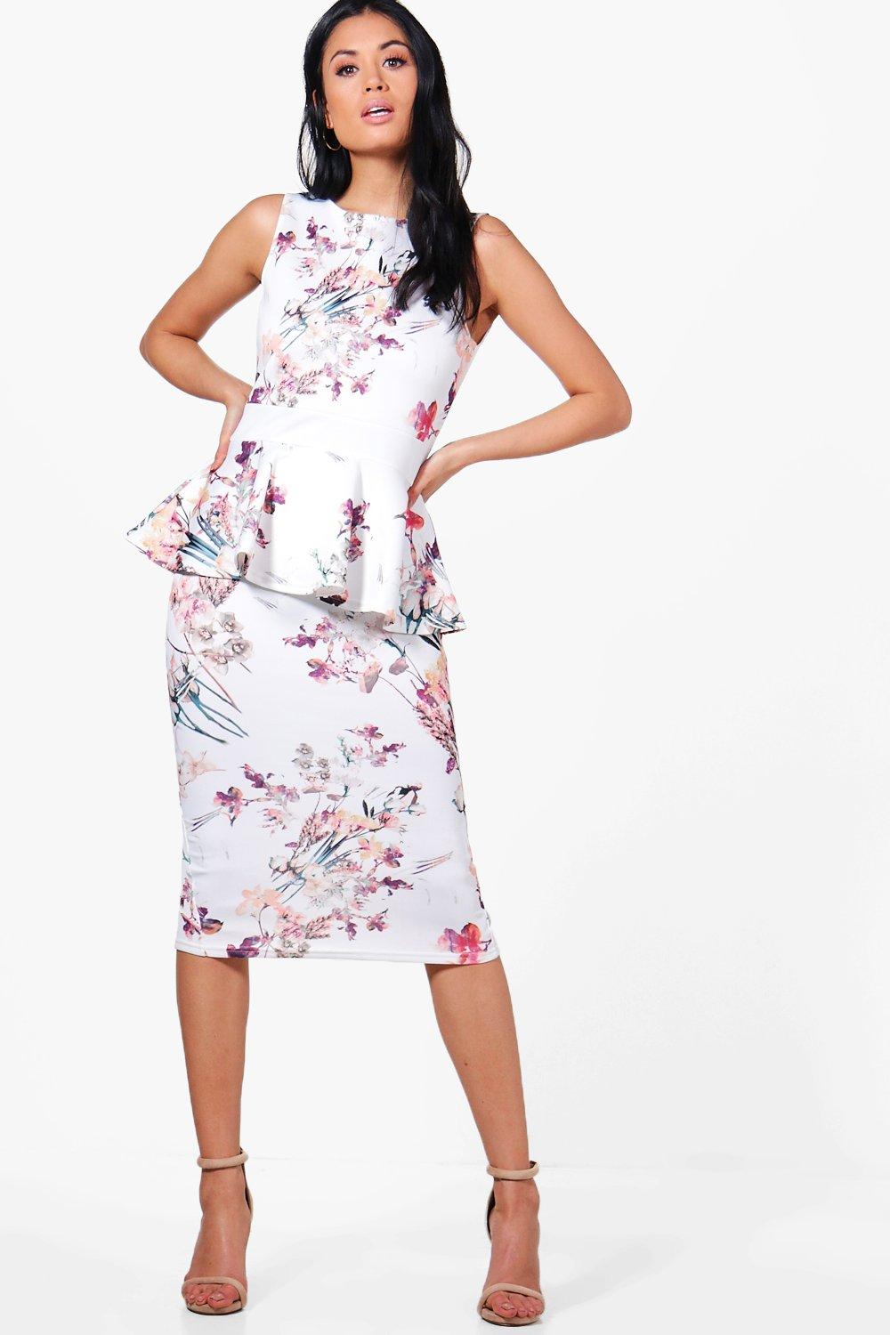 Nora Floral Peplum Midi Dress