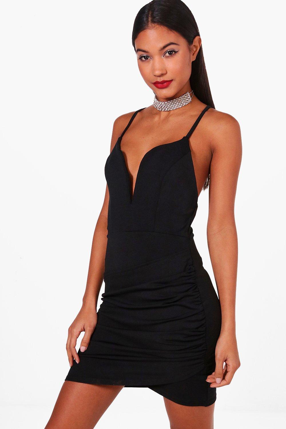 Giana Plunge Neck Wrap Bodycon Dress